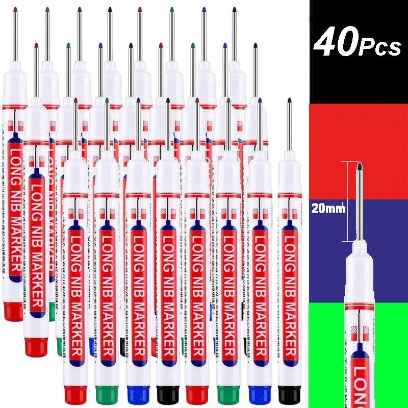 2cm Long Head Waterproof Deep Hole Marker Pens for Woodworking – 40PCS - 4 color Mix