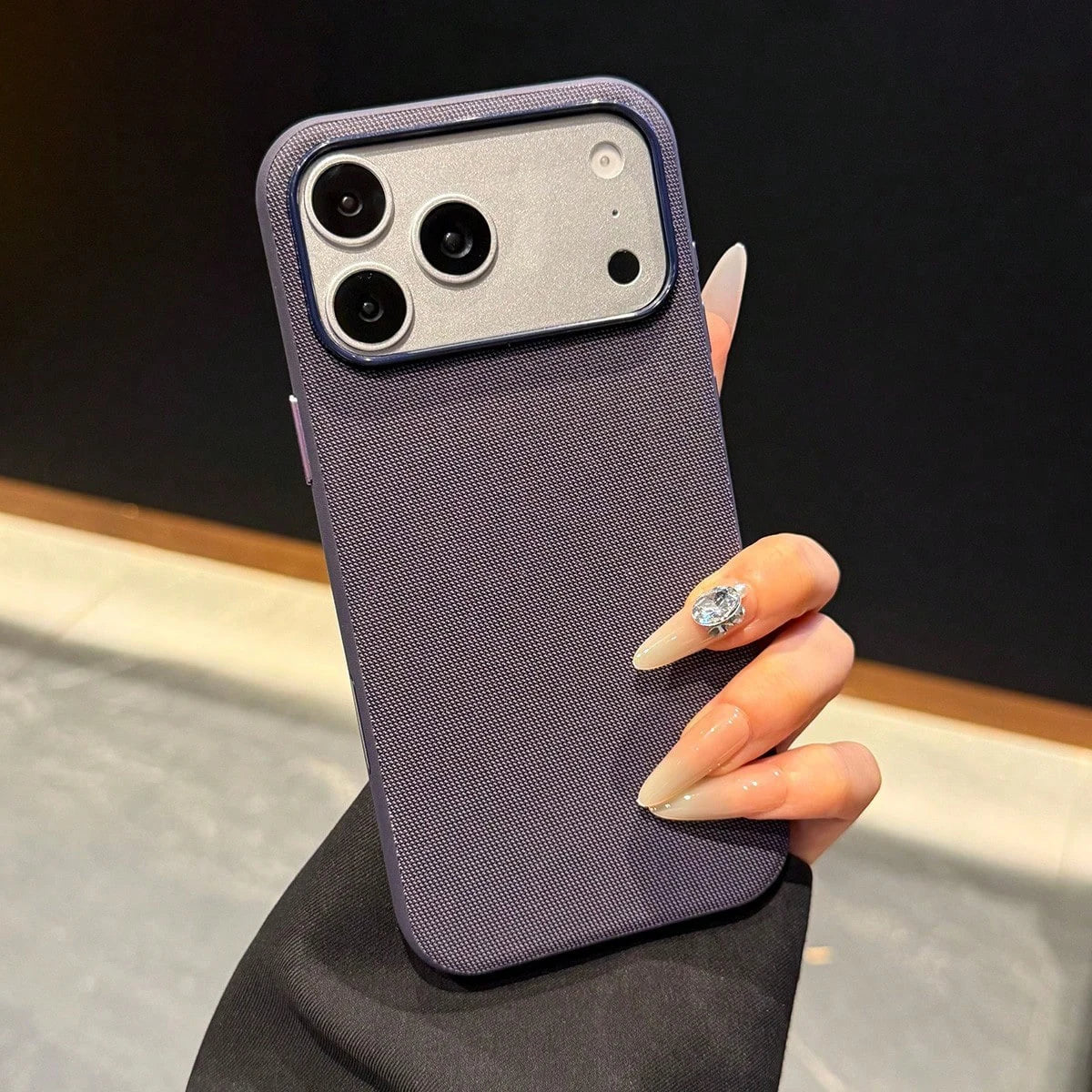 Woven Fabric Magnetic Phone Case for iPhone 18 Pro Max to 13 – Purple