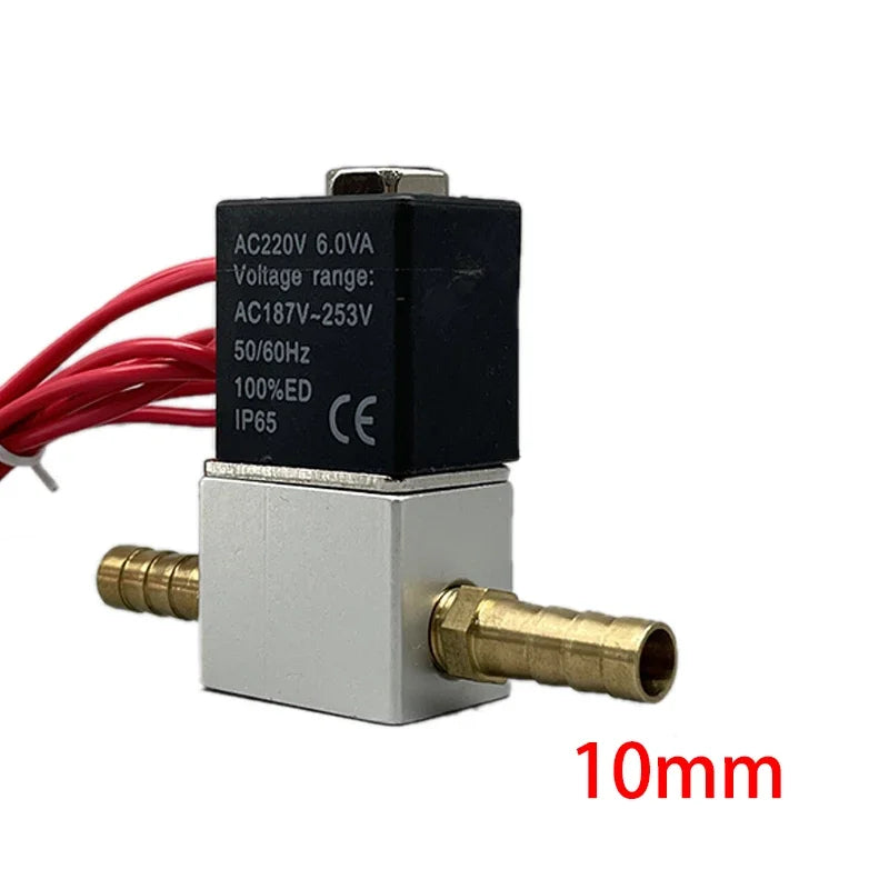 2-Way Normally Closed Solenoid Valve, 1/4" Port for Gas and Water – 10MM-10MM Barb
