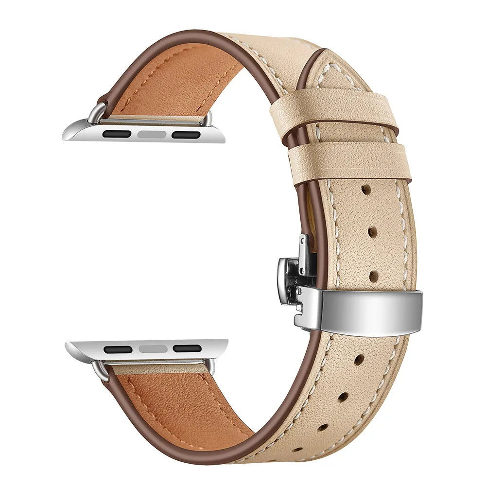 Fabric Watch Band for Apple Watch 38mm 40mm 41mm 42mm 44mm 45mm – Silver buttonapricot