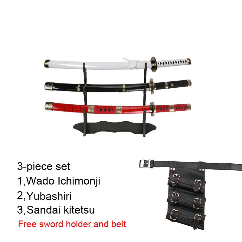 3-Piece Roronoa Zoro Katana Cosplay Set, 80 cm Bamboo Replica – 3-pcs C1