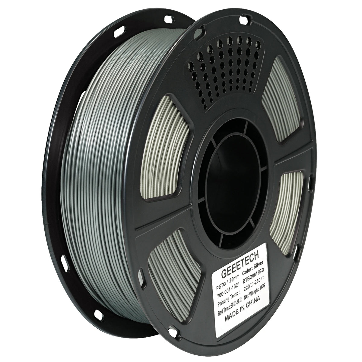 Geeetech PETG 3D Printer Filament 1.75mm, 1kg Spool – Silver