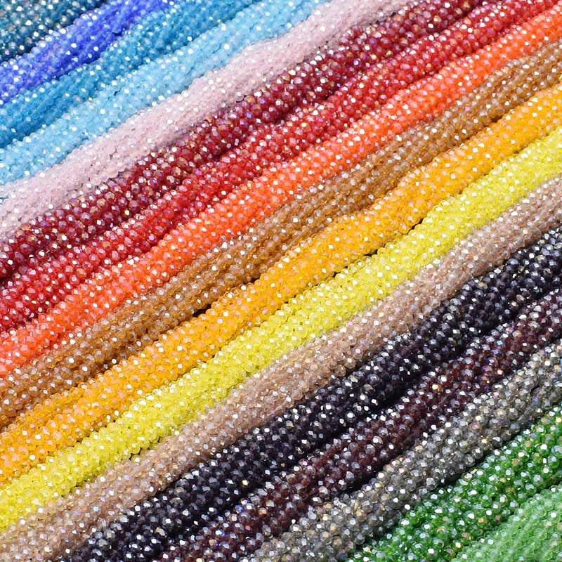Multicolor faceted rondelle crystal glass beads for jewelry making