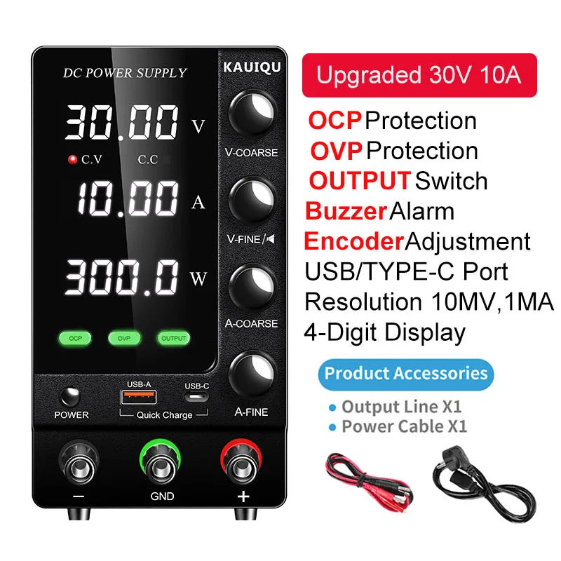 Adjustable Bench Power Supply for Battery Charging - Up to 1200W – OCP OVP 30V10A 300W