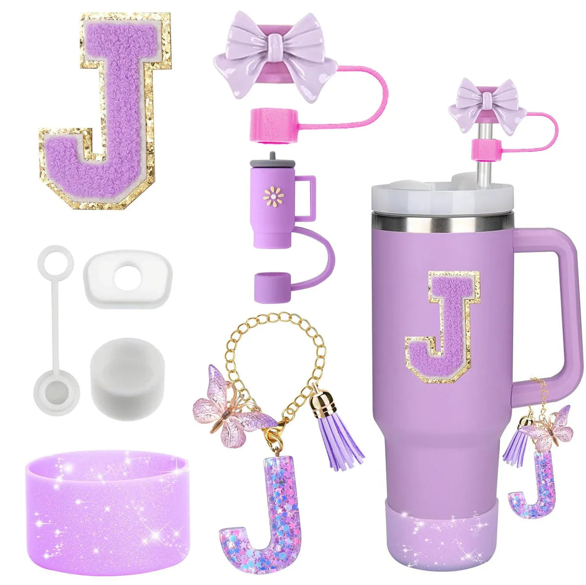 8-Piece Purple Silicone Accessory Set for 30oz and 40oz Tumblers – J-Purple-8pcs