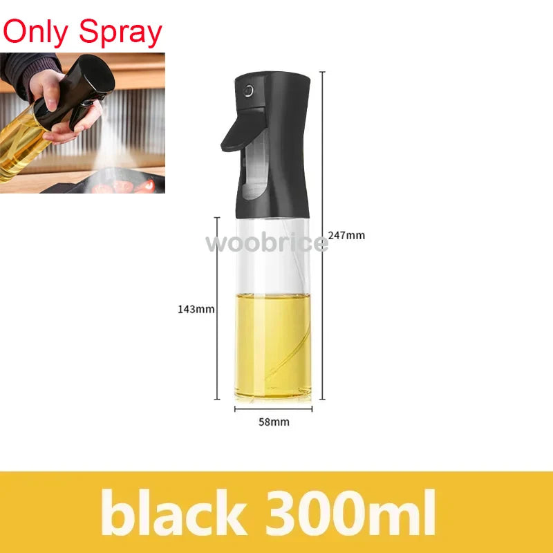 2-in-1 Kitchen Oil Spray Dispenser, 500ml Refillable Spray and Pour Bottle – black 300ml-spray
