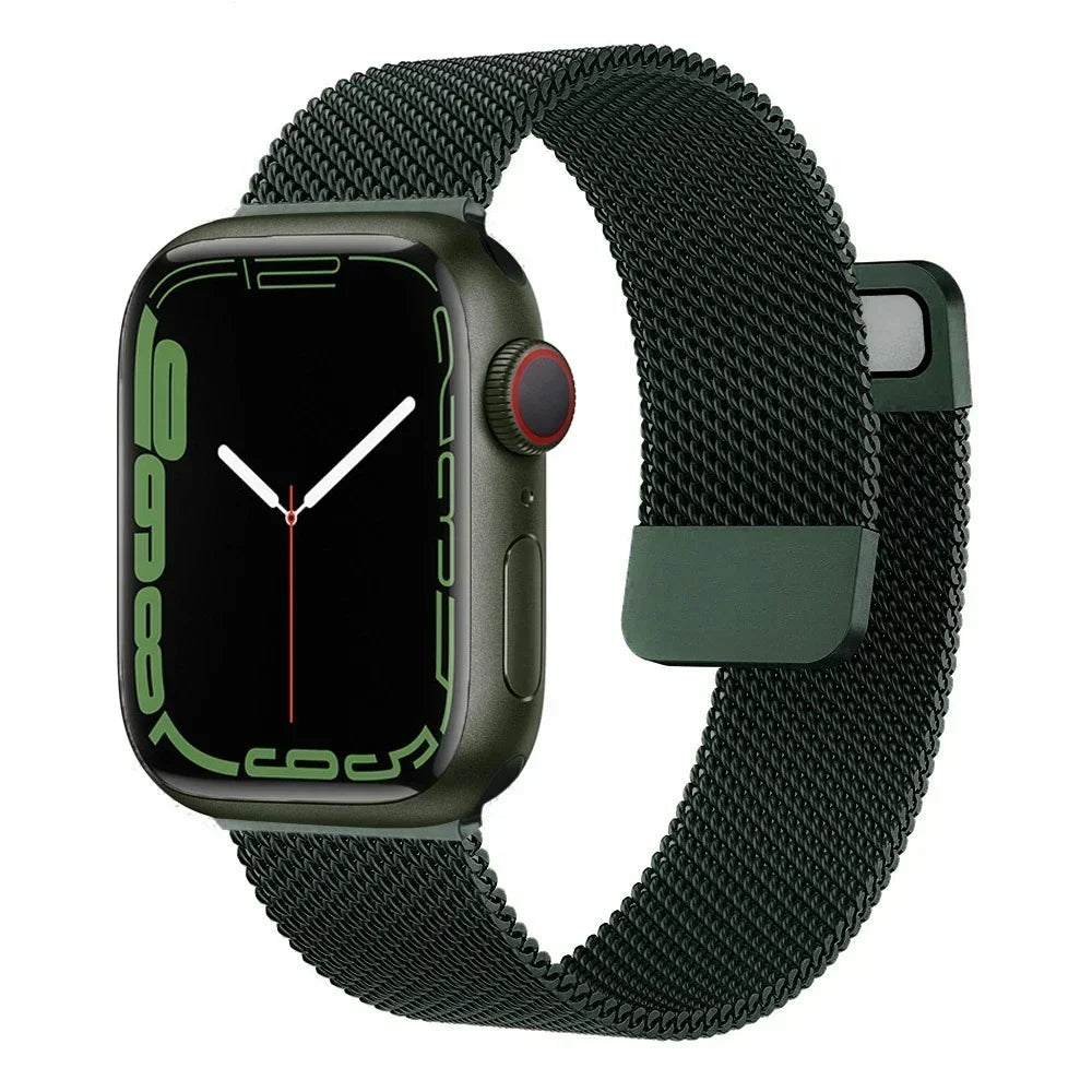 Milanese Magnetic Strap for Apple Watch Series 1–10, Ultra 1 & 2 – Green