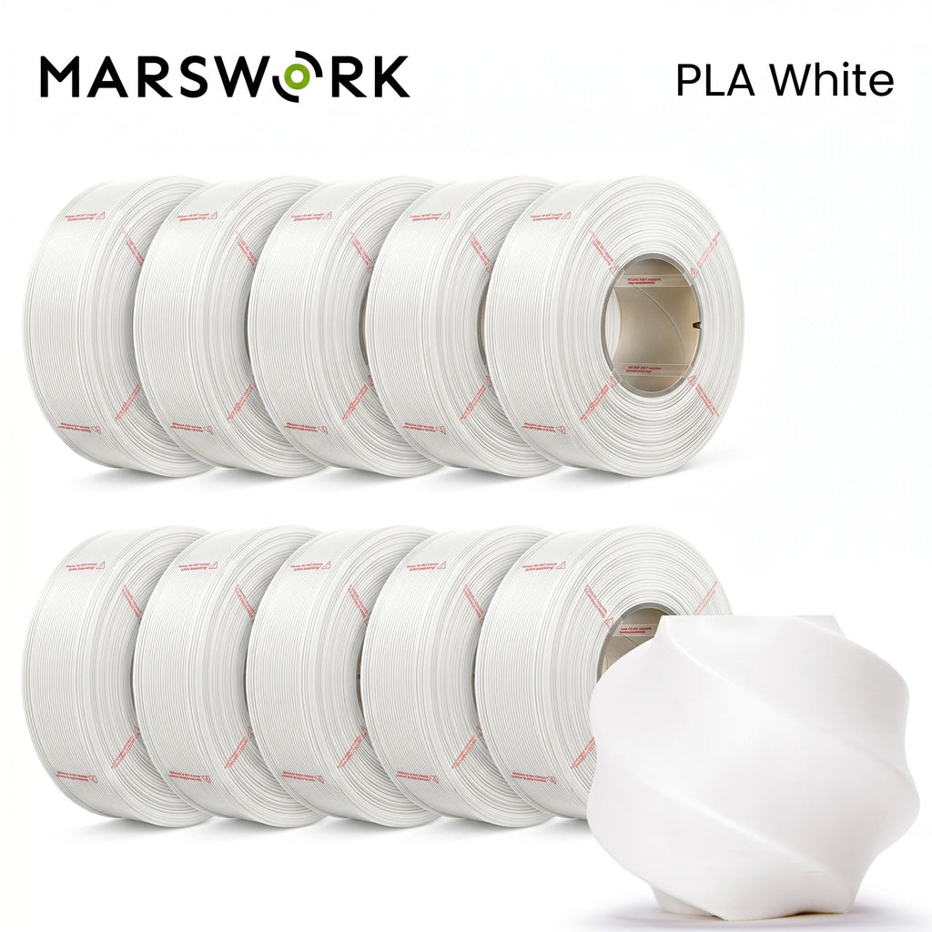 MarsWork PLA Basic 2.0 1.75mm Refill Filament 10kg for Bambu Lab – 10kg White