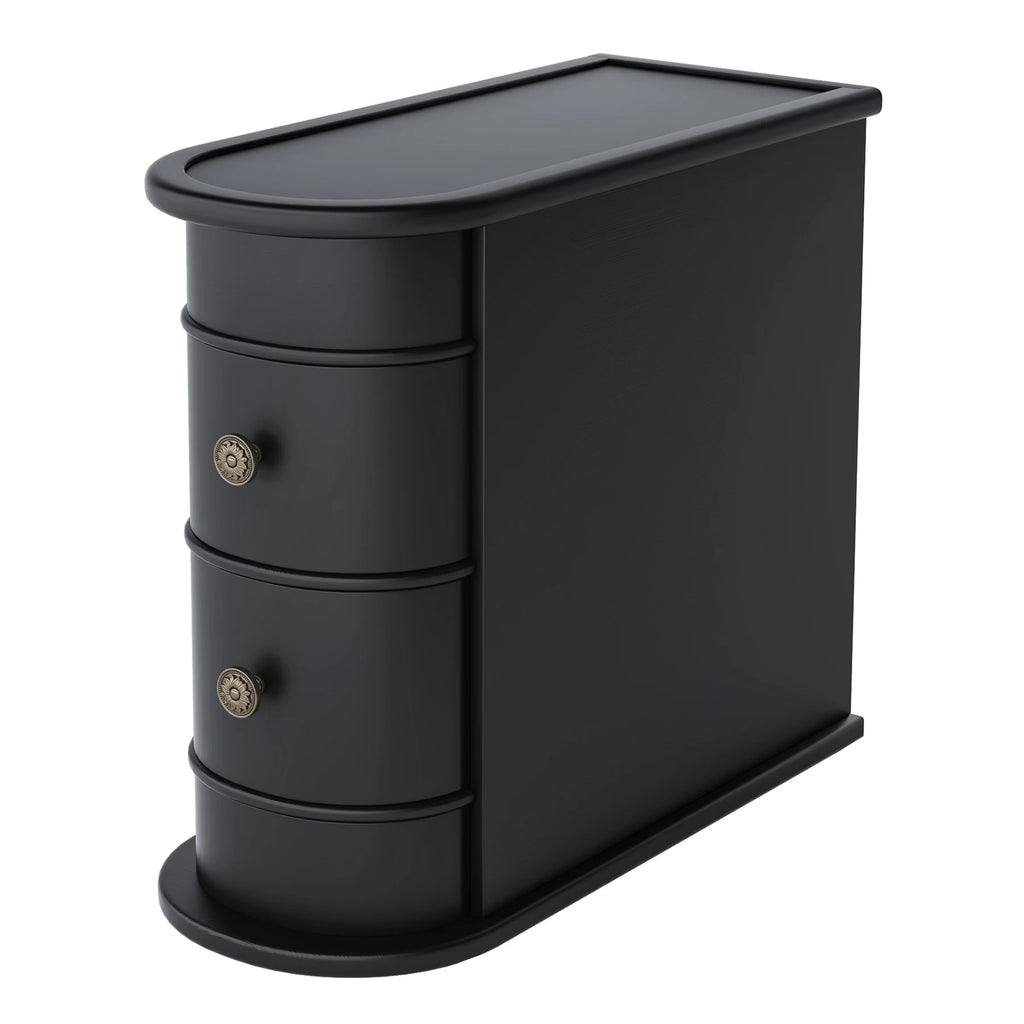 Tribesigns Solid Wood Narrow End Table with 2 Drawers, 23.6" H – Black