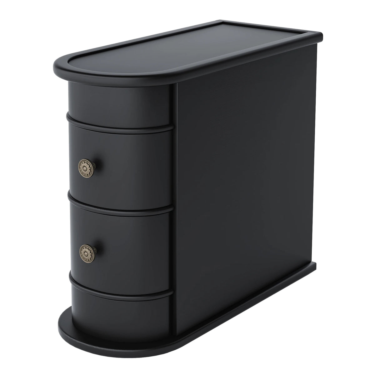 Tribesigns Solid Wood Narrow End Table with 2 Drawers, 23.6" H – Black