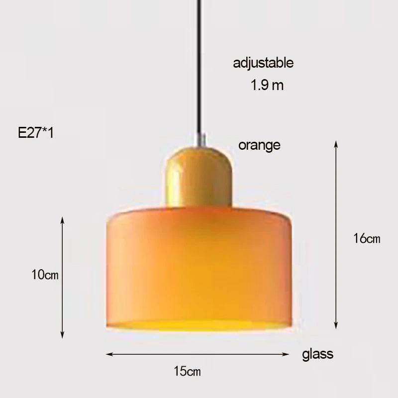 Modern Glass Pendant Light for Bedroom and Dining – E27 Corded Lamp – Orange