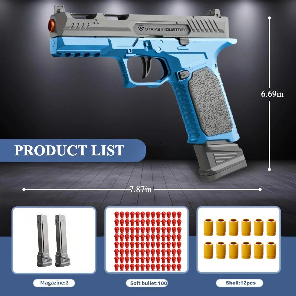 G17 Shell-Throwing Blowback Toy Pistol, Plastic ABS Manual Toy Gun – G17 Set C