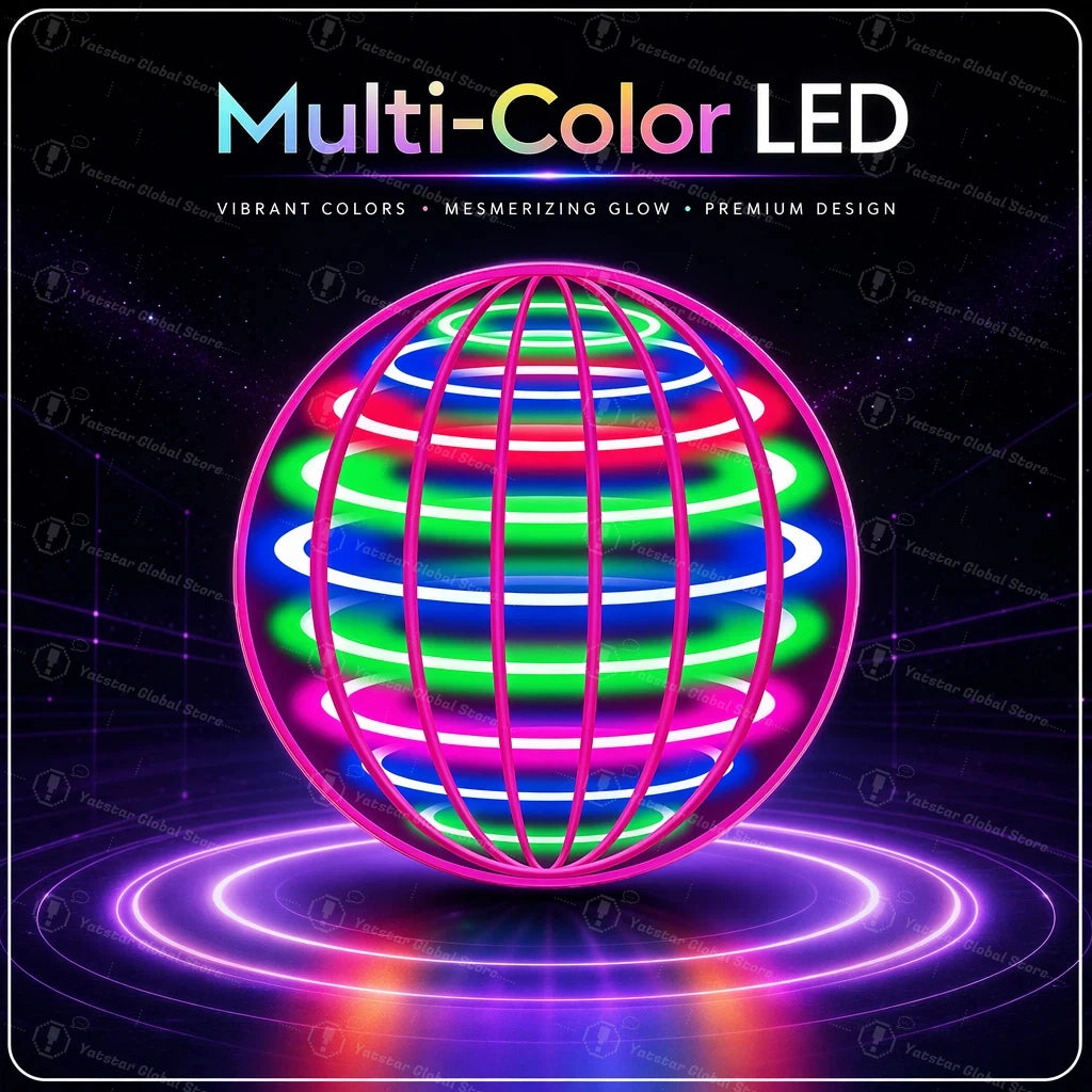 Magic Flying Suspension Ball with LED and 360° Gyro Spinner – A83 Pink