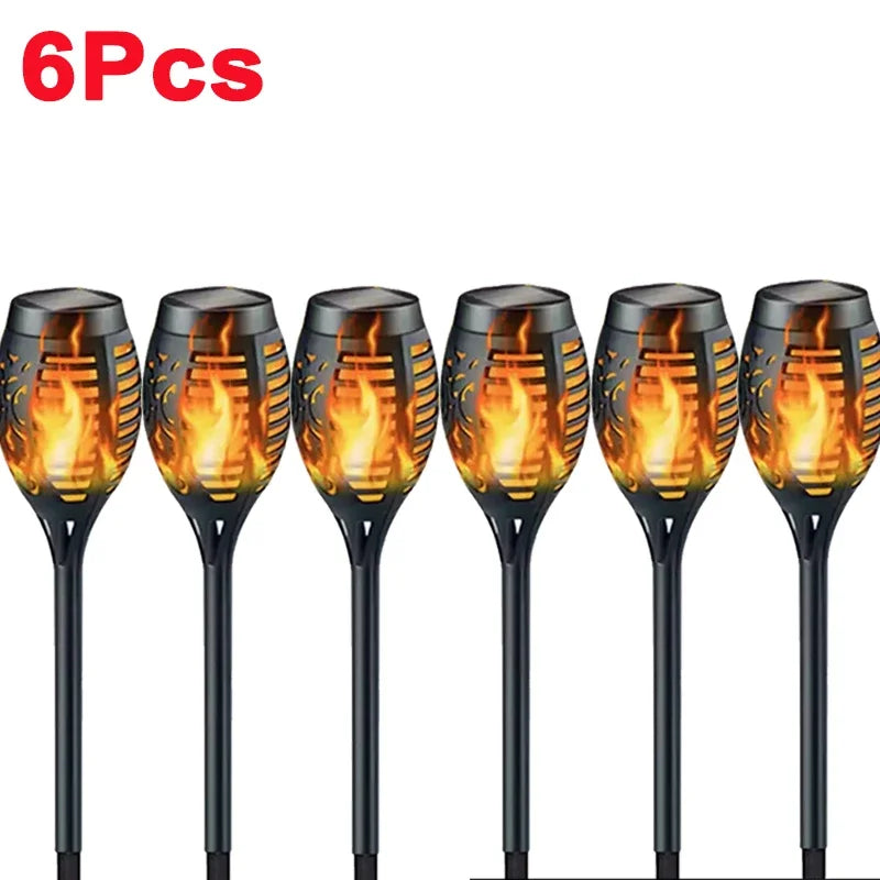 1/2/4/6/8/10Pcs Solar Flame Torch Lights Flickering Light Waterproof Garden Decoration Outdoor Lawn Path Yard Patio Floor – 6Pcs