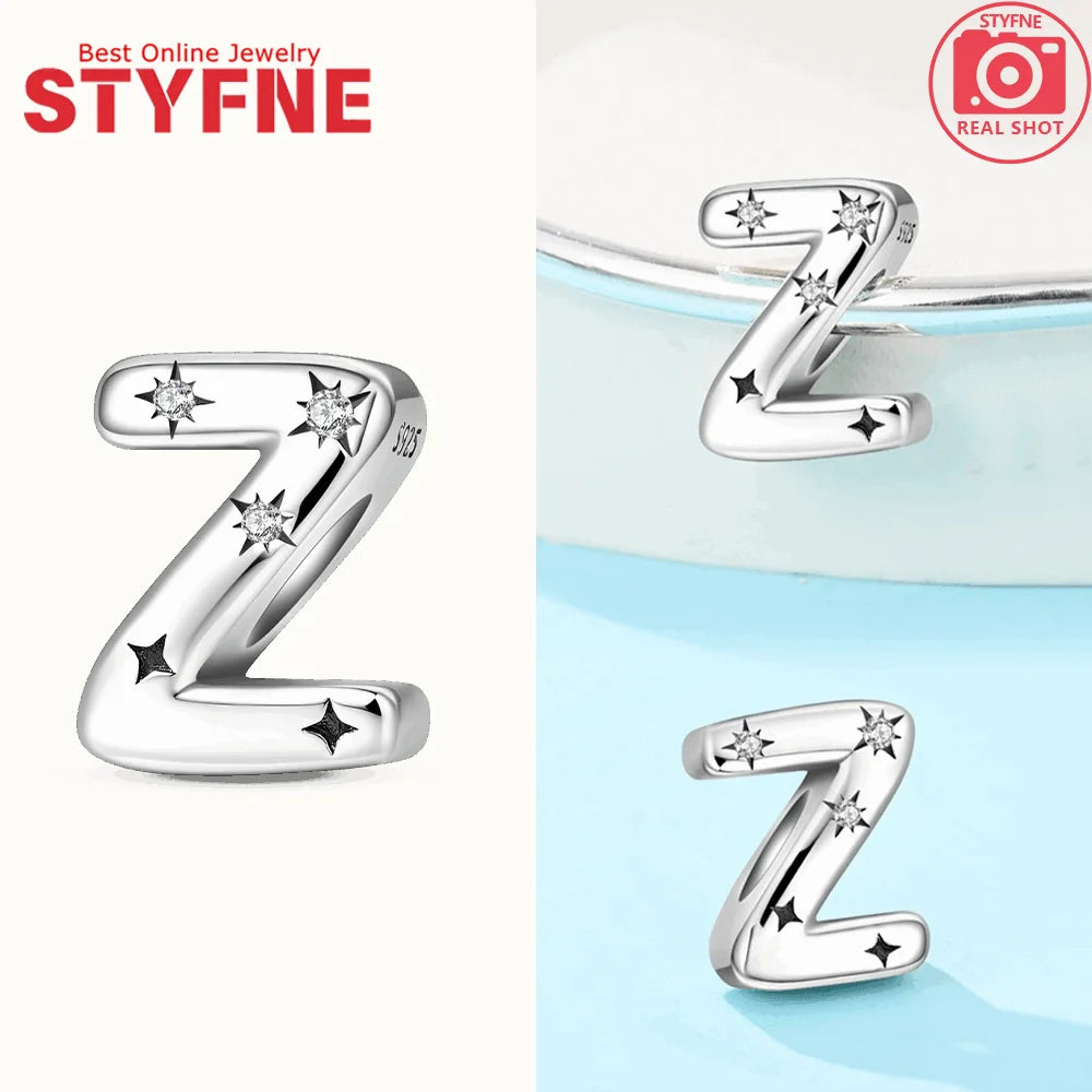 925 Silver Letter Charm with Zircon for Bracelet Jewelry Making – GYC1957-Z