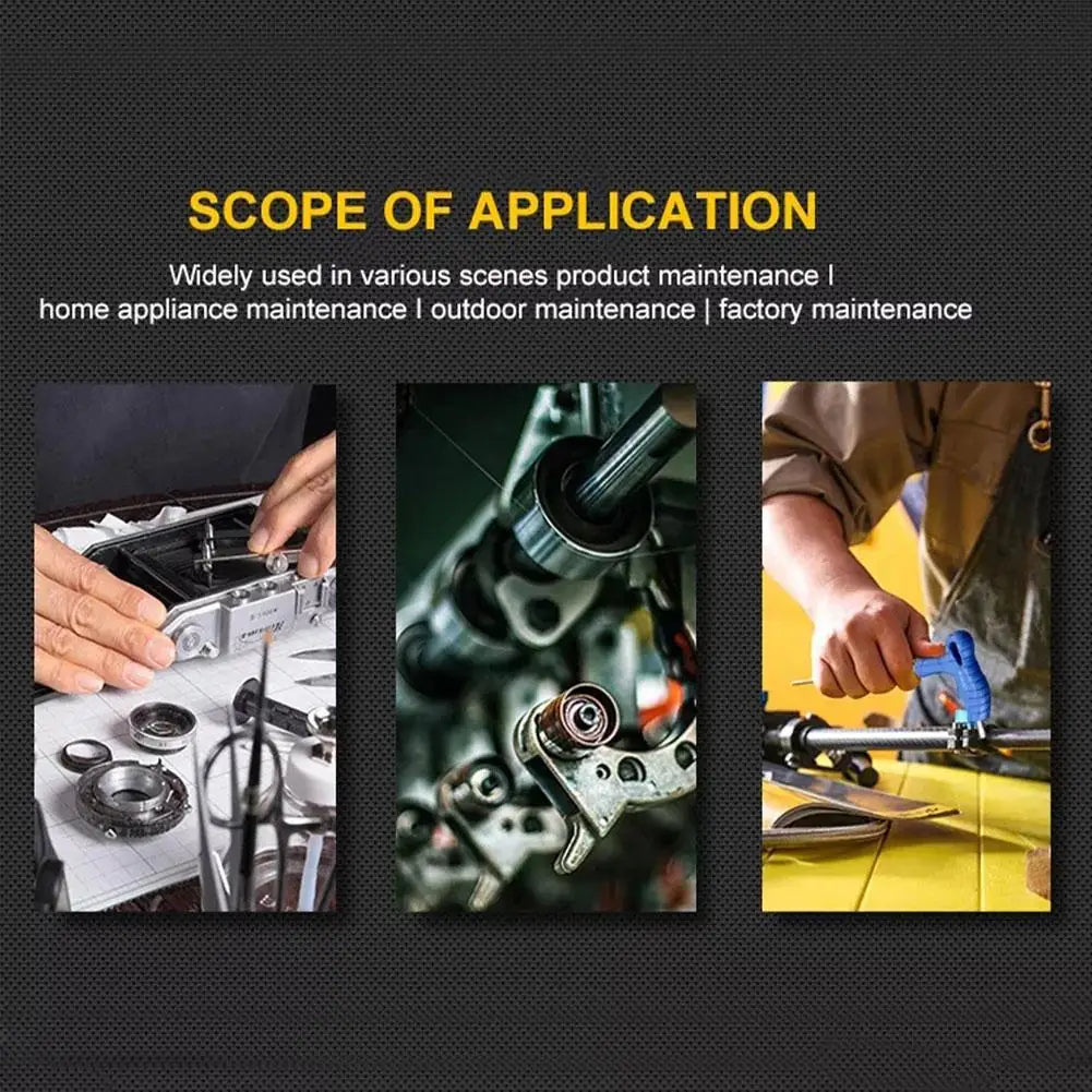 Collage of different scenes showing the use of tools for maintenance.