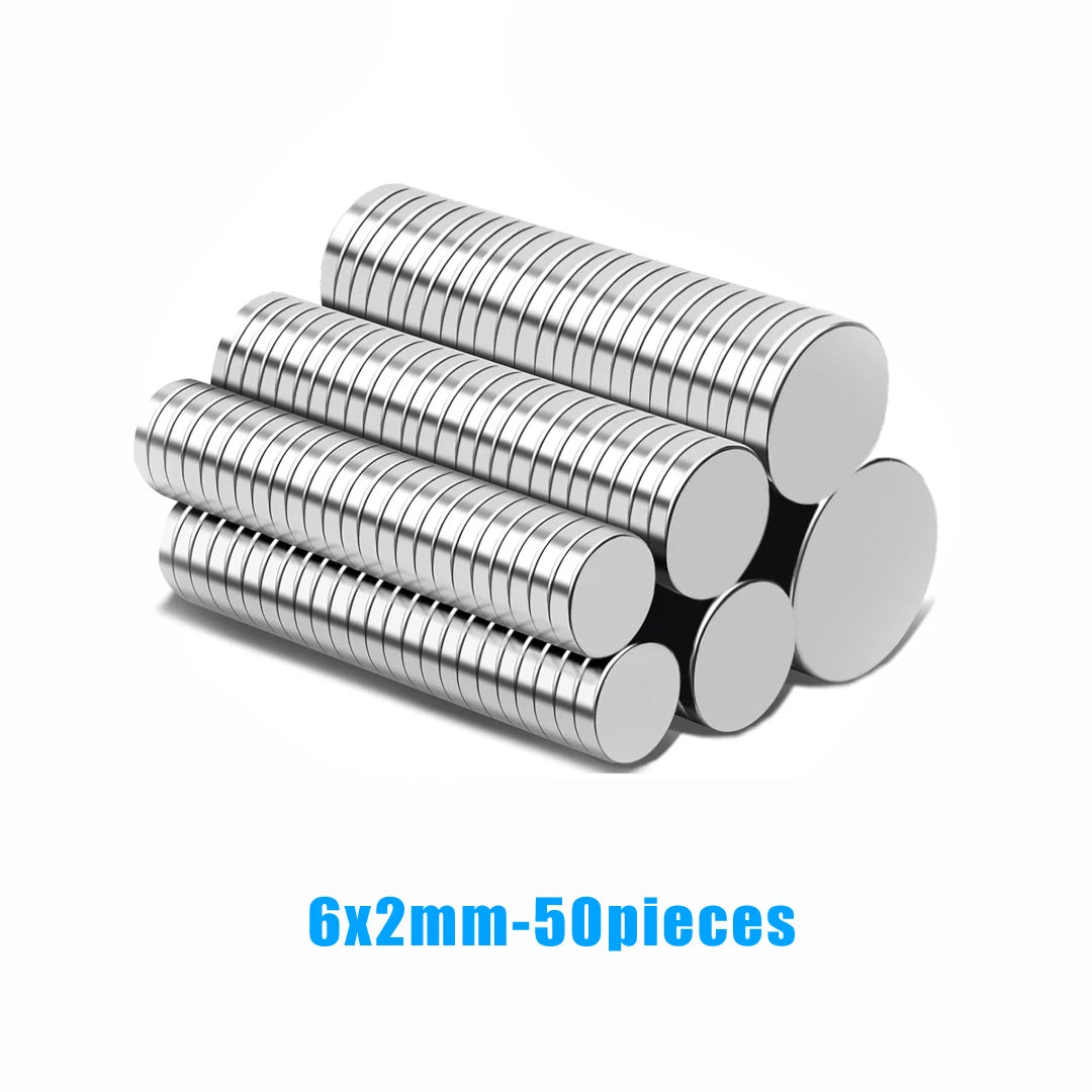 Strong Round Magnetic Stickers for DIY, Office, and Kitchen Organization – 6x2mm-50pcs