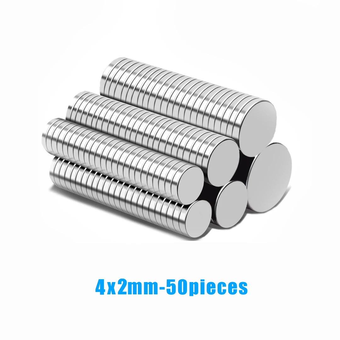 Strong Round Magnetic Stickers for DIY, Office, and Kitchen Organization – 4x2mm-50pcs