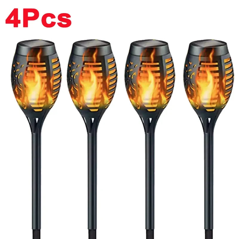 1/2/4/6/8/10Pcs Solar Flame Torch Lights Flickering Light Waterproof Garden Decoration Outdoor Lawn Path Yard Patio Floor – 4Pcs