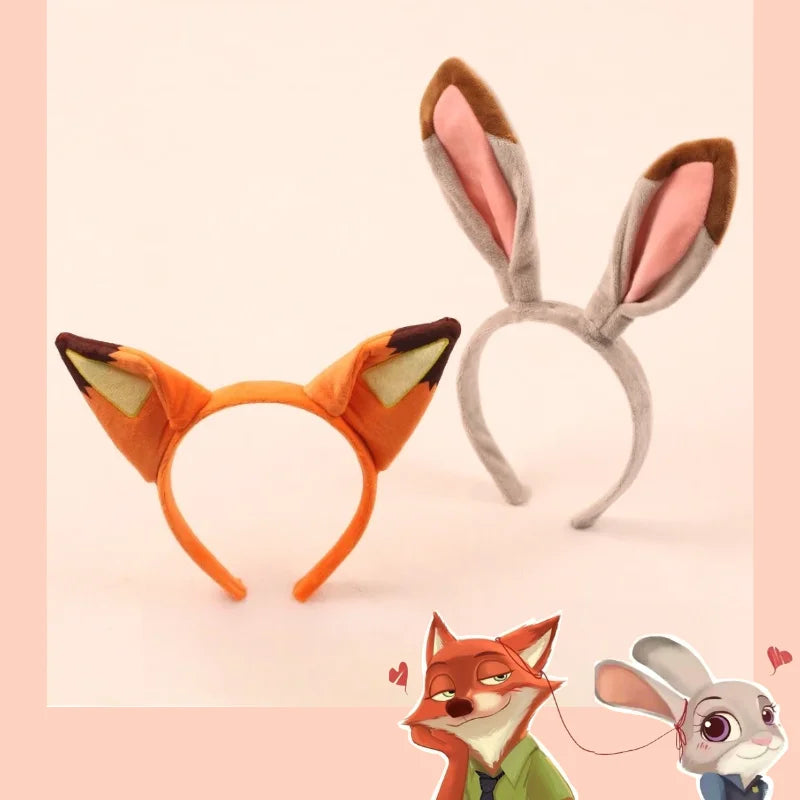 Zootopia Plush Headband - Judy and Nick Cartoon Hair Accessory – 2pcs