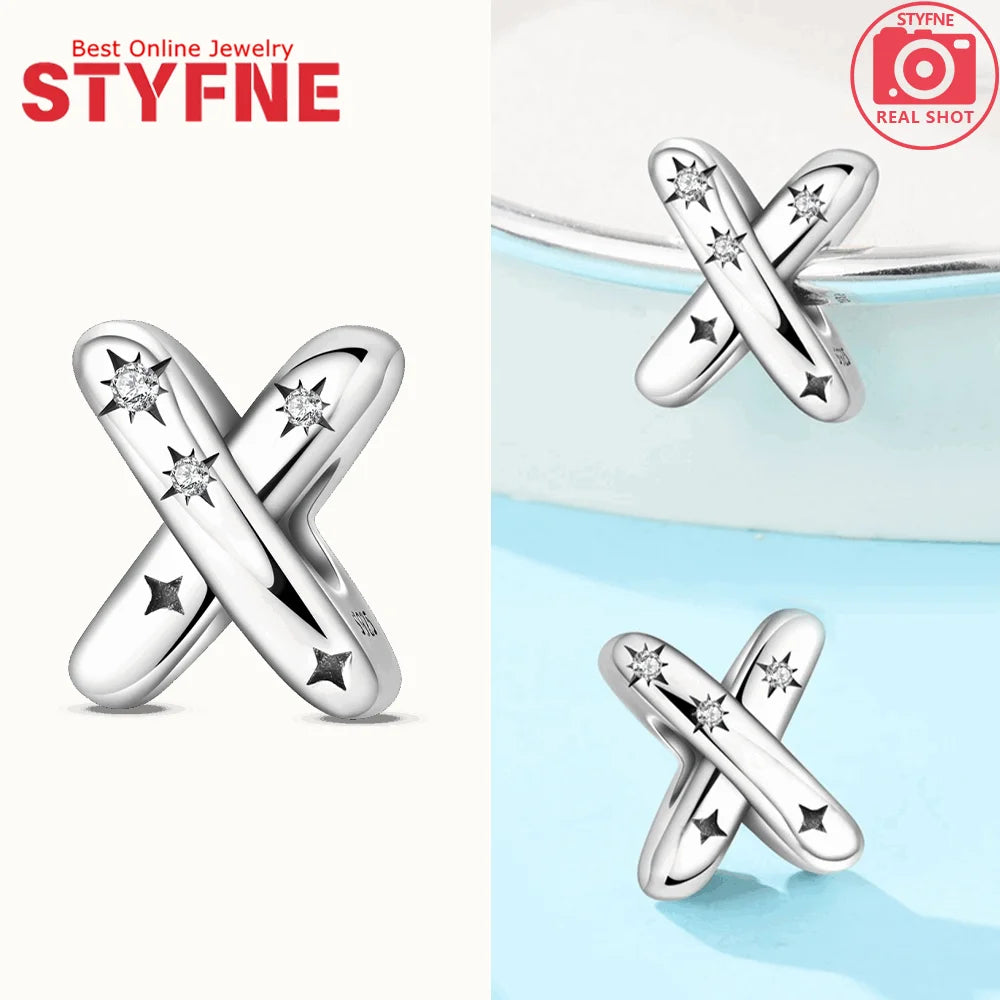 925 Silver Letter Charm with Zircon for Bracelet Jewelry Making – GYC1957-X