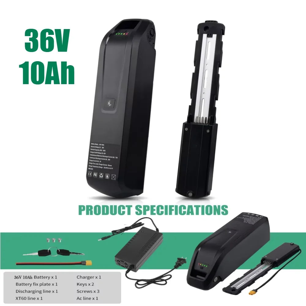 Hailong Li-ion Ebike Battery 36V 48V 10Ah-20Ah for 200W-2000W Motors – 36V-10AH
