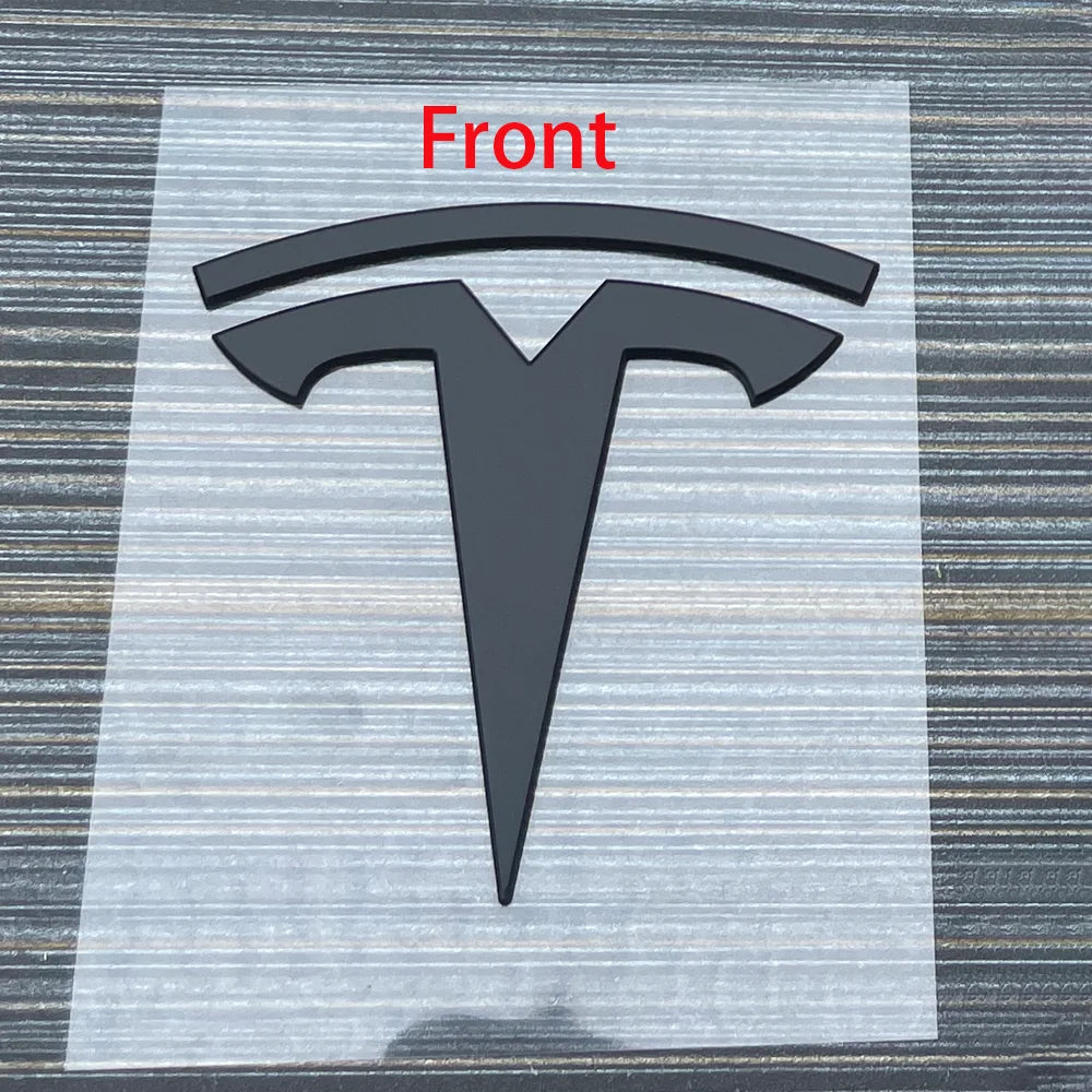 Tesla Model 3 and Model Y 3D Zinc Alloy Front Hood and Rear Trunk Logo Sticker – Front Matte black