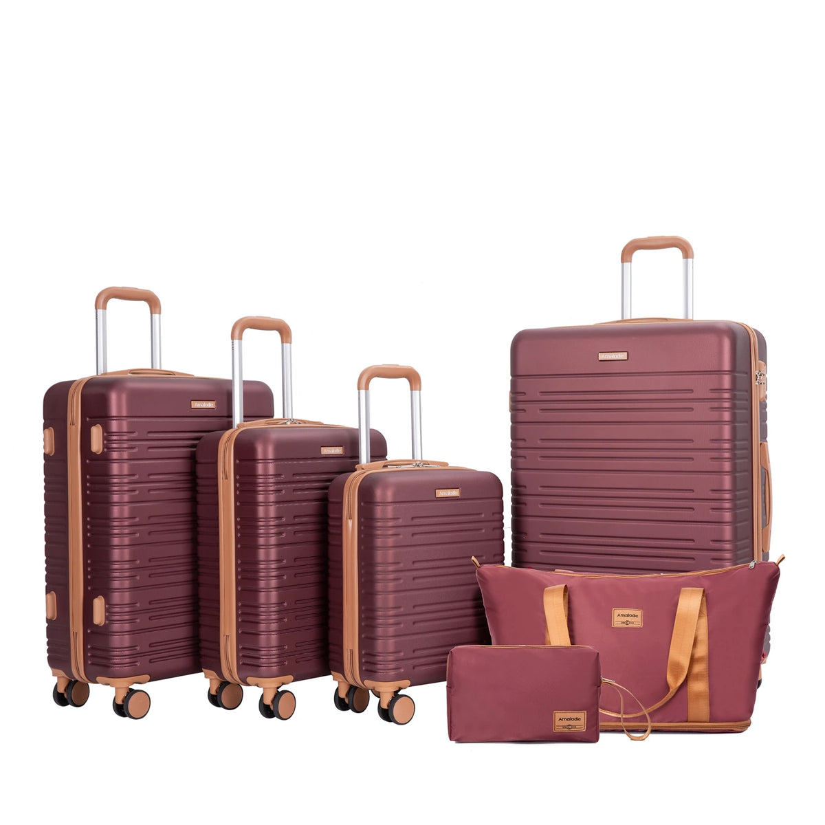 Tripcomp 6-Piece Luggage Set with Spinner Wheels and TSA Lock – red