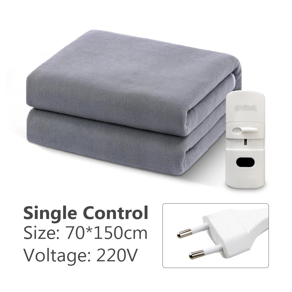 Electric Heating Blanket with Thermal Control and Overheating Protection – Grey 70X150CM