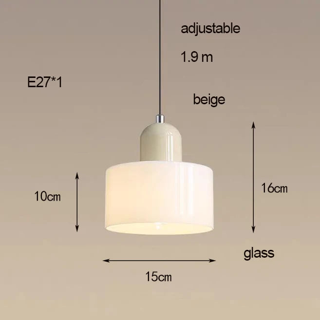 Modern Glass Pendant Light for Bedroom and Dining – E27 Corded Lamp – White