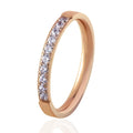 Crystal Wedding Band Ring - Stainless Steel - Sizes 5-12 – Rose gold color
