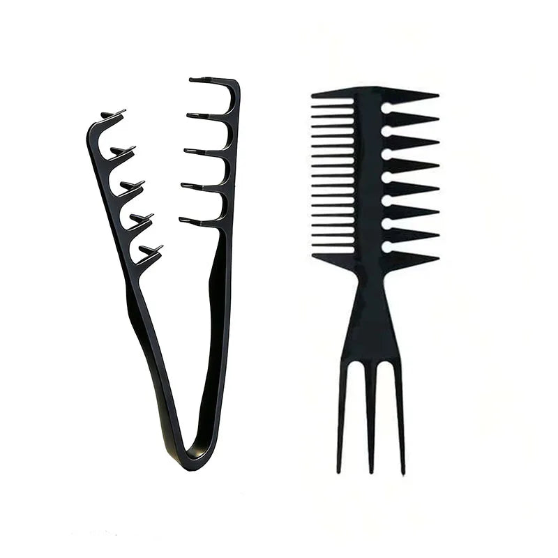 Men's Salon Hair Styling Comb Set, ABS Plastic – 2pcs-A