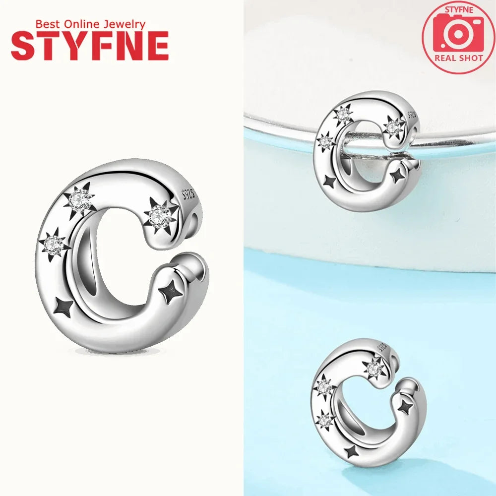 925 Silver Letter Charm with Zircon for Bracelet Jewelry Making – GYC1957-C