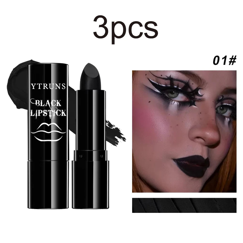 Ytruns Matte Black Lipstick, Waterproof Long-Lasting Dark Makeup – 3pcs