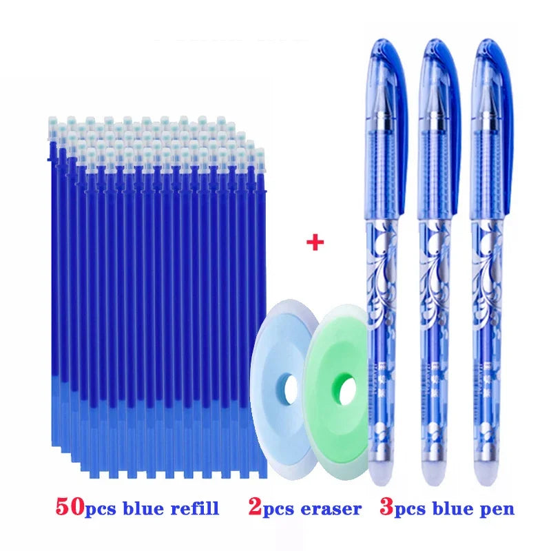 55-Piece 0.5mm Erasable Gel Pen Refill Set – 55pcs blue set A