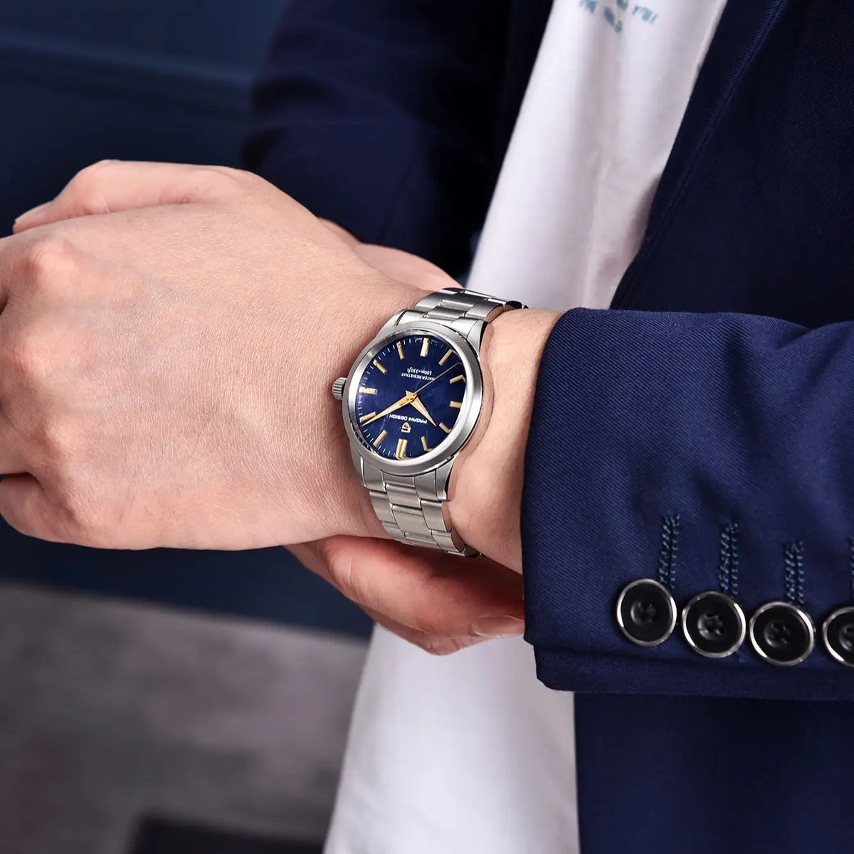 PAGANI DESIGN Men's 40mm Stainless Steel Quartz Watch, Blue Dial, Sapphire Crystal, VH31 Movement, 100m Water Resistant – view 5
