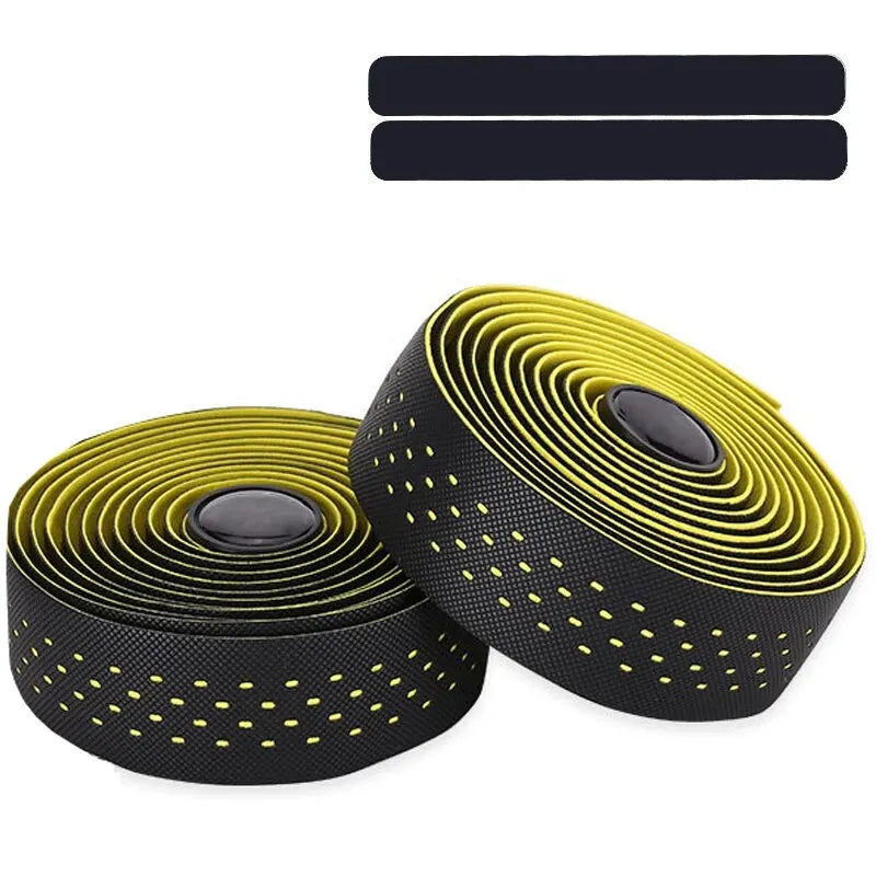 Perforated Road Bike Handlebar Tape, EVA & PU Shock-Absorbing Wrap – Yellow