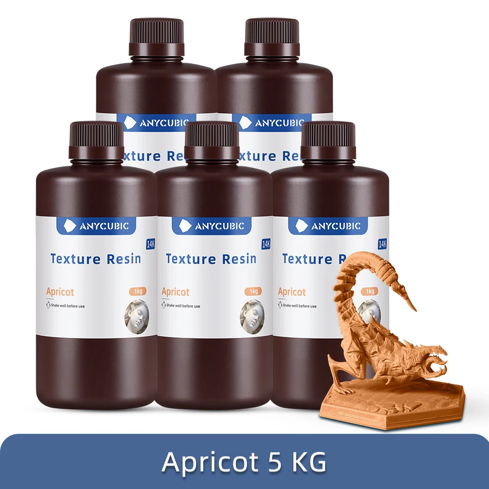 Anycubic 14K Texture Resin, 405nm UV Photopolymer for 3D Printing – Apricot 5kg