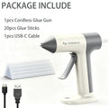 Cordless Electric Hot Melt Glue Gun, 2000mAh Battery, 30s Fast Heating – White