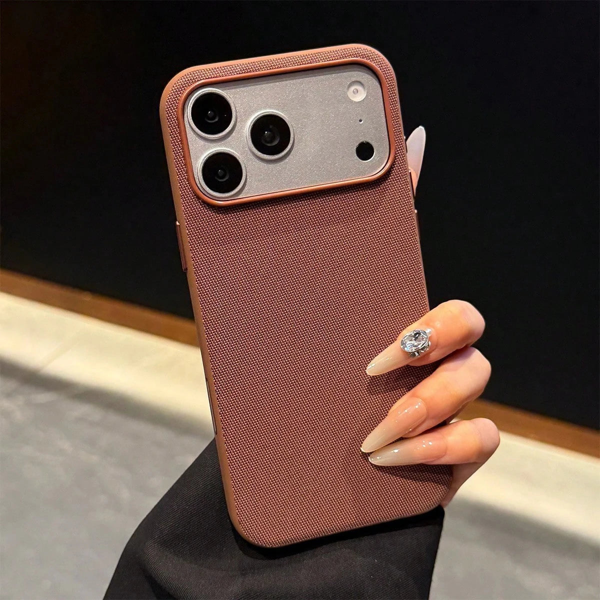 Woven Fabric Magnetic Phone Case for iPhone 18 Pro Max to 13 – Brown