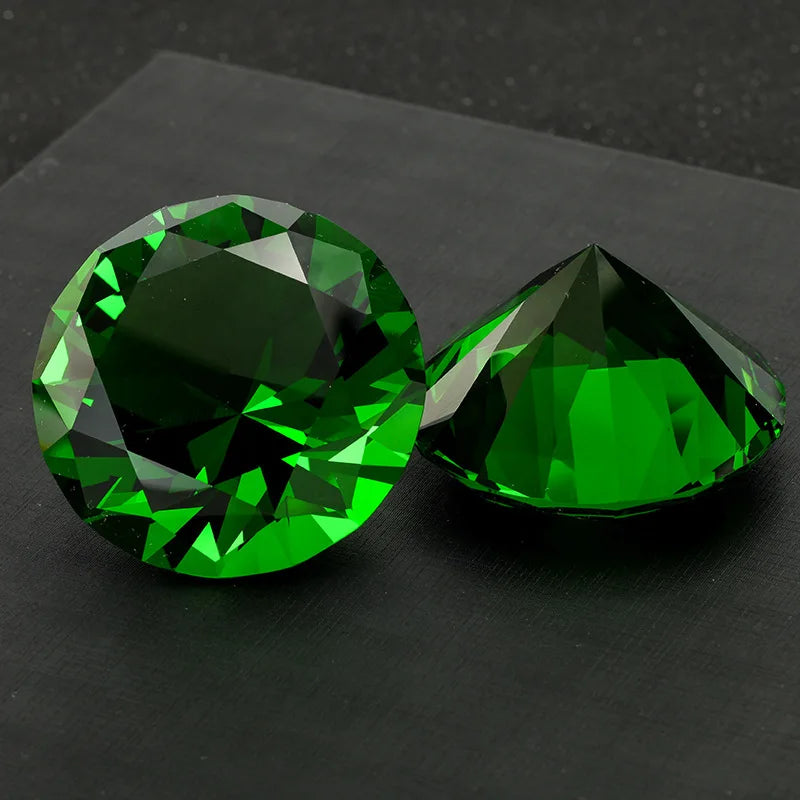 Crystal Diamond Shaped Paperweight Decorative Glass Gemstone Ornament – Green
