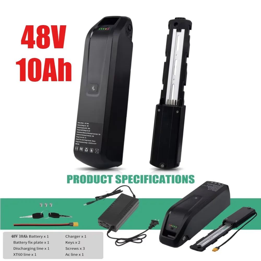 Hailong Li-ion Ebike Battery 36V 48V 10Ah-20Ah for 200W-2000W Motors – 48V-10AH