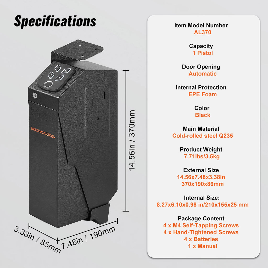 SucceBuy Pistol Safe with Biometric Fingerprint, Key and Password Access – 1 Pistols Bounce
