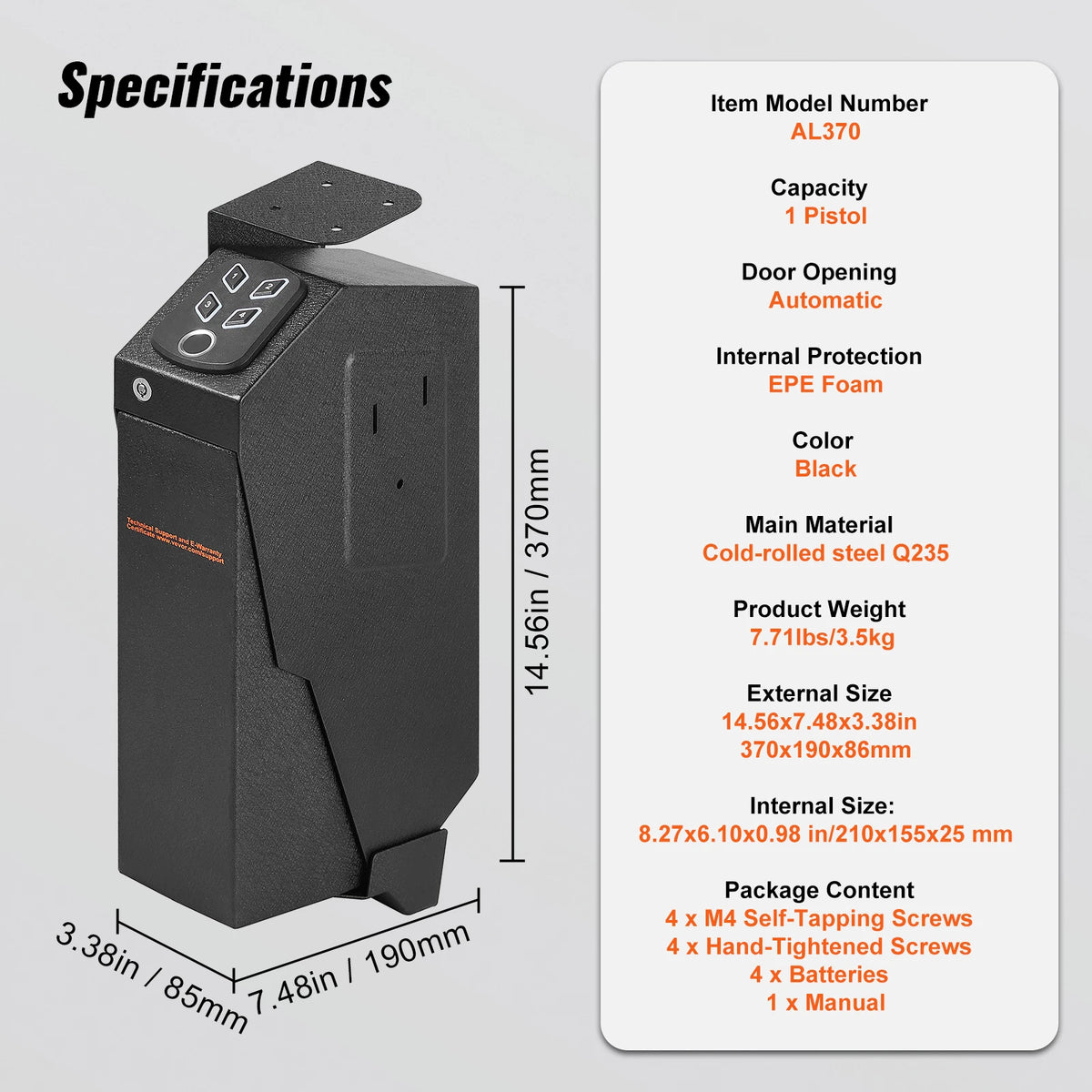 SucceBuy Pistol Safe with Biometric Fingerprint, Key and Password Access – 1 Pistols Bounce