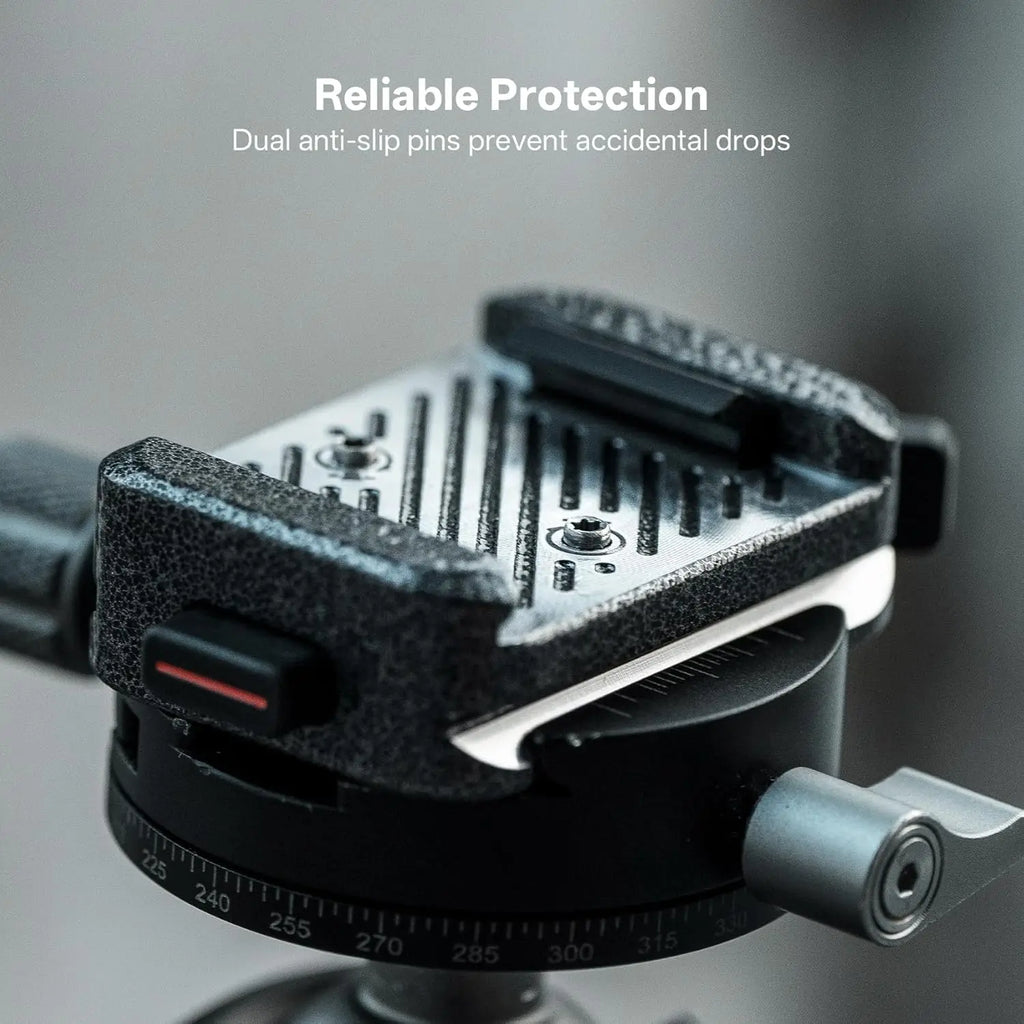 Metal camera quick release clamp with anti-slip mechanism