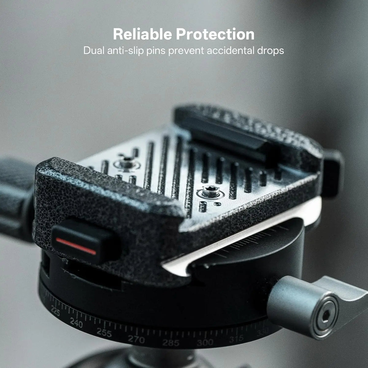 Metal camera quick release clamp with anti-slip mechanism