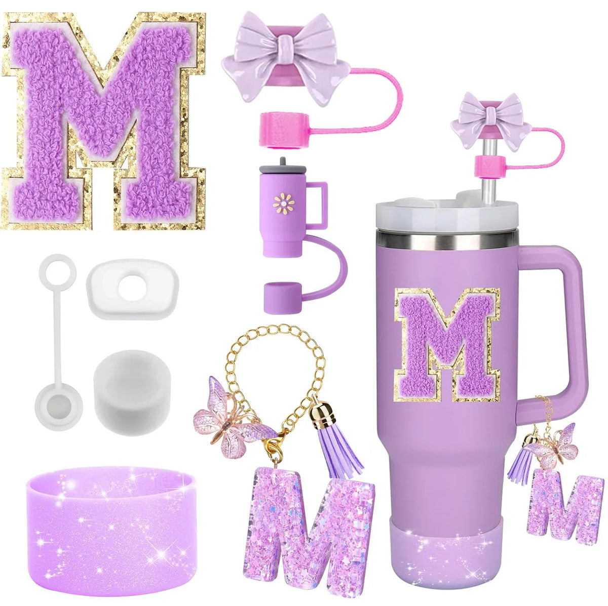 8-Piece Purple Silicone Accessory Set for 30oz and 40oz Tumblers – M-Purple-8pcs