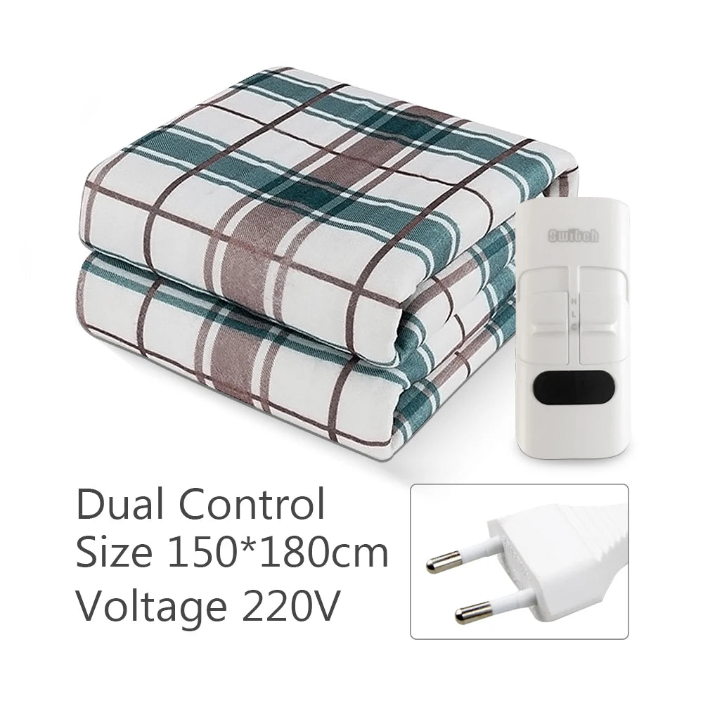 Electric Heating Blanket with Thermal Control and Overheating Protection – Green 150X180CM
