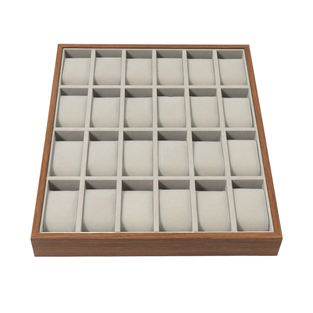 24-Slot Watch Box Organizer - Rectangle Storage Case for Men and Women – Grey Walnutcolor