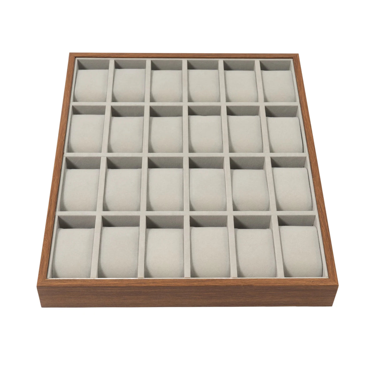 24-Slot Watch Box Organizer - Rectangle Storage Case for Men and Women – Grey Walnutcolor